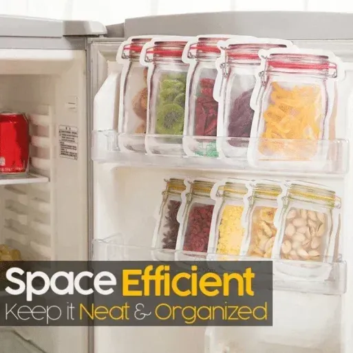 Reusable Mason Bottle Ziplock Bags🍑KEEP YOUR FOOD FRESH AND ORGANIZED!